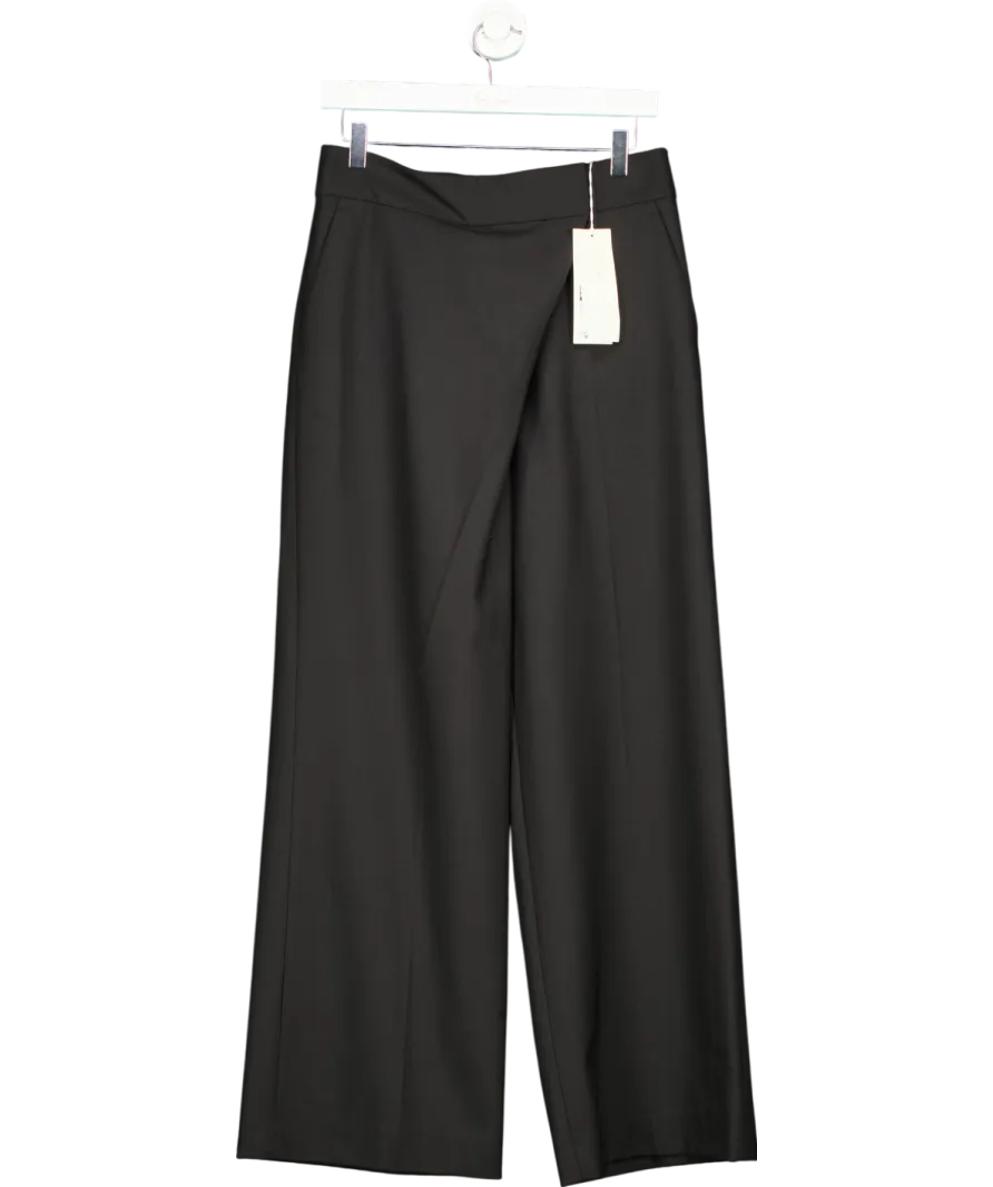 Arket Black Relaxed Wrap Wool Blend Trousers UK 8