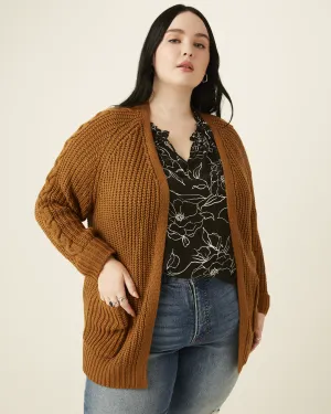 Aubrie Open-Front Sweater Cardigan | Brown