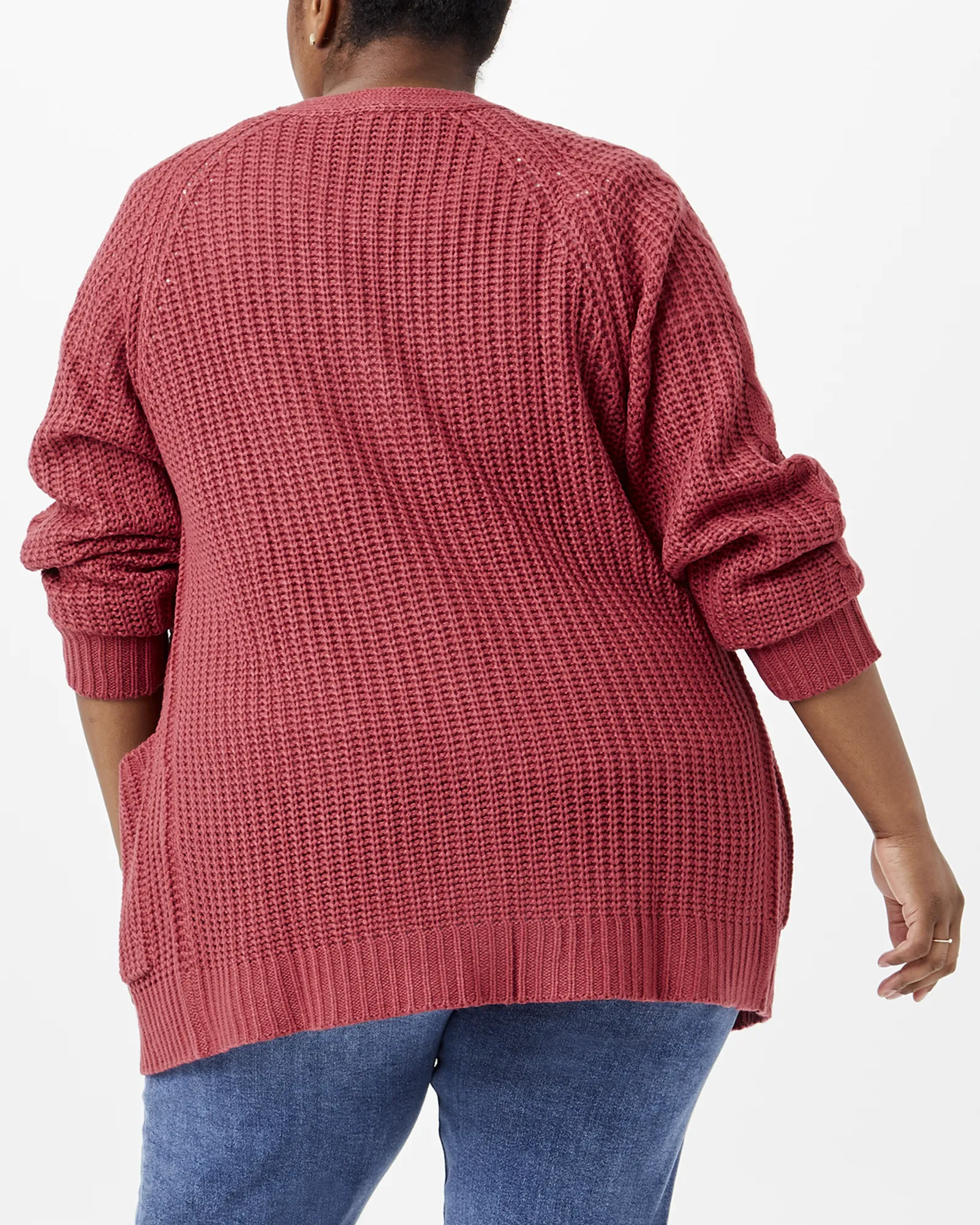 Aubrie Open-Front Sweater Cardigan | Mauve