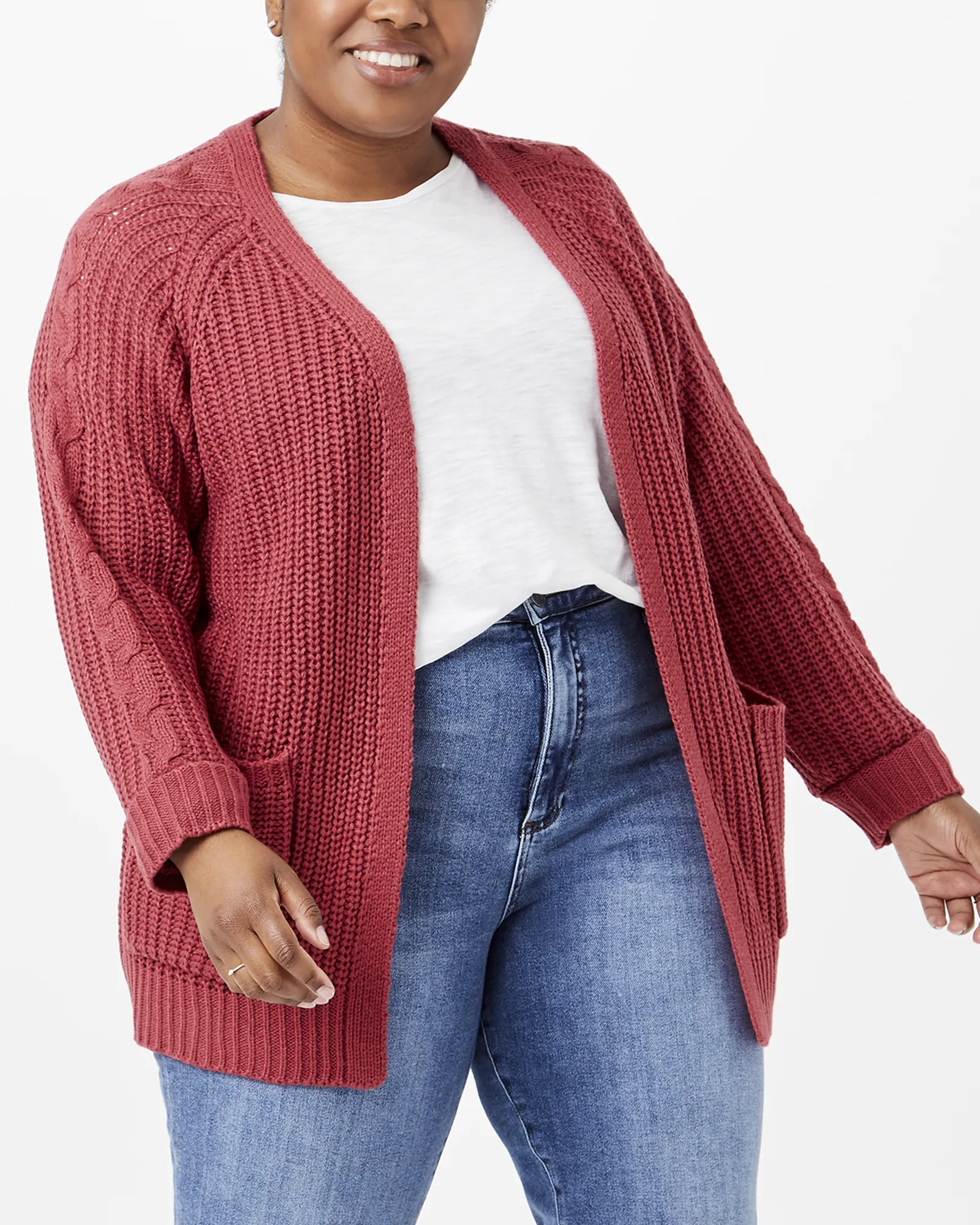 Aubrie Open-Front Sweater Cardigan | Mauve