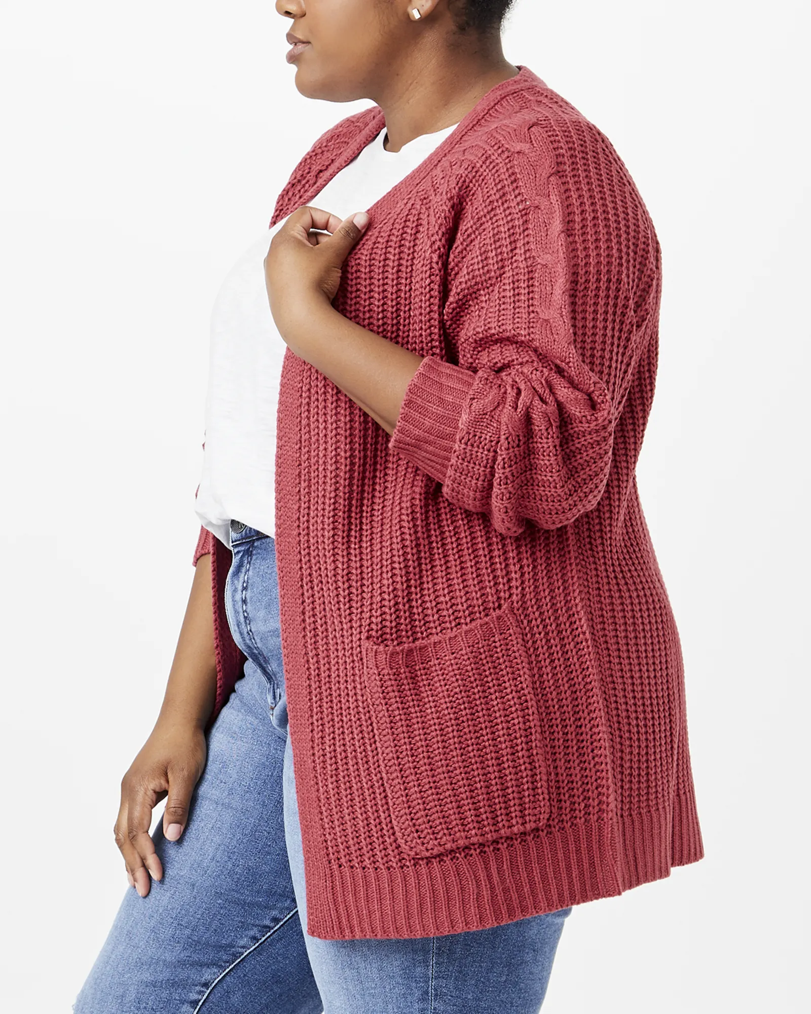 Aubrie Open-Front Sweater Cardigan | Mauve