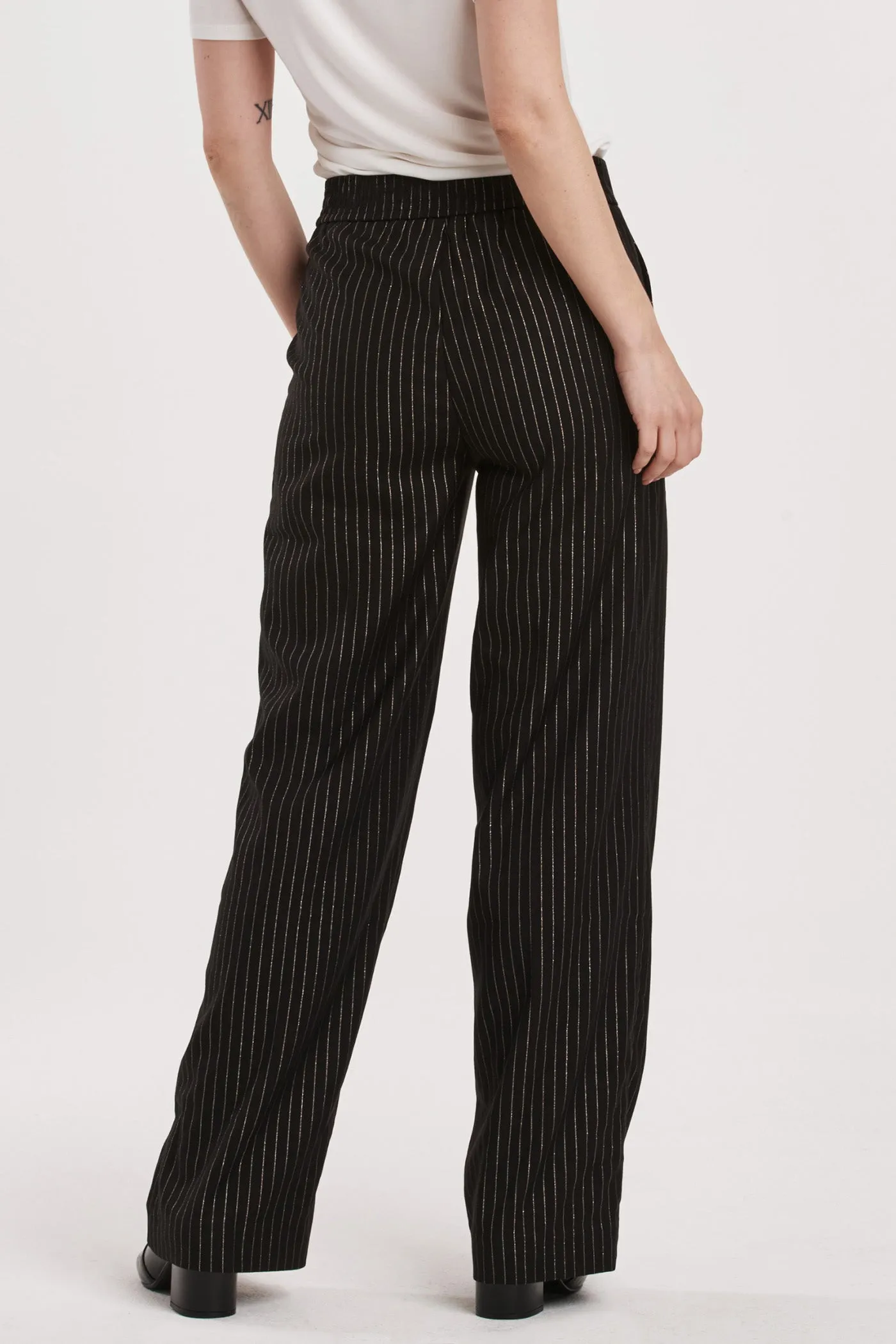AZULA TROUSER BLACK/SILVER PINSTRIPE