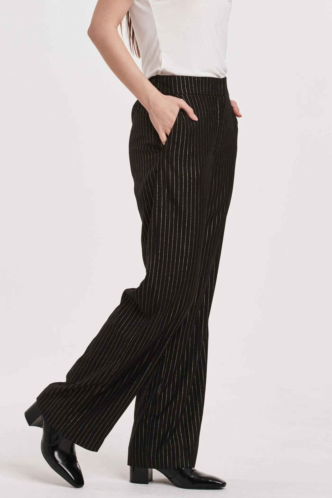 AZULA TROUSER BLACK/SILVER PINSTRIPE
