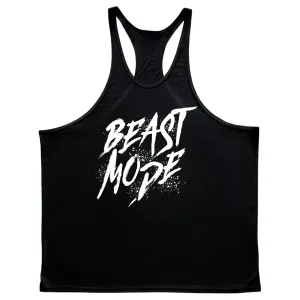 BEAST MODE Graphic GYM Stringer Tank Tops