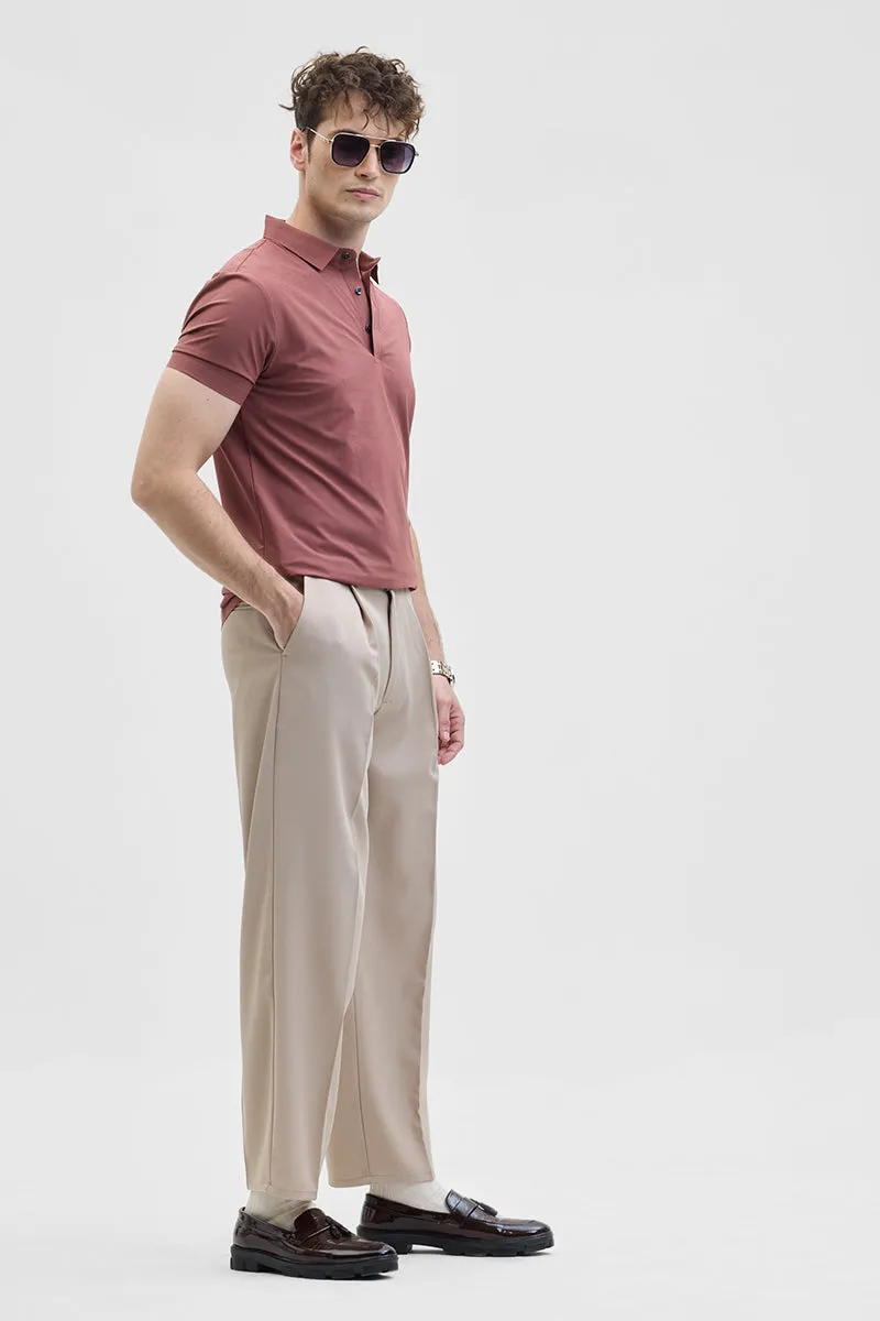 Beige Relaxed Fit Korean Trousers