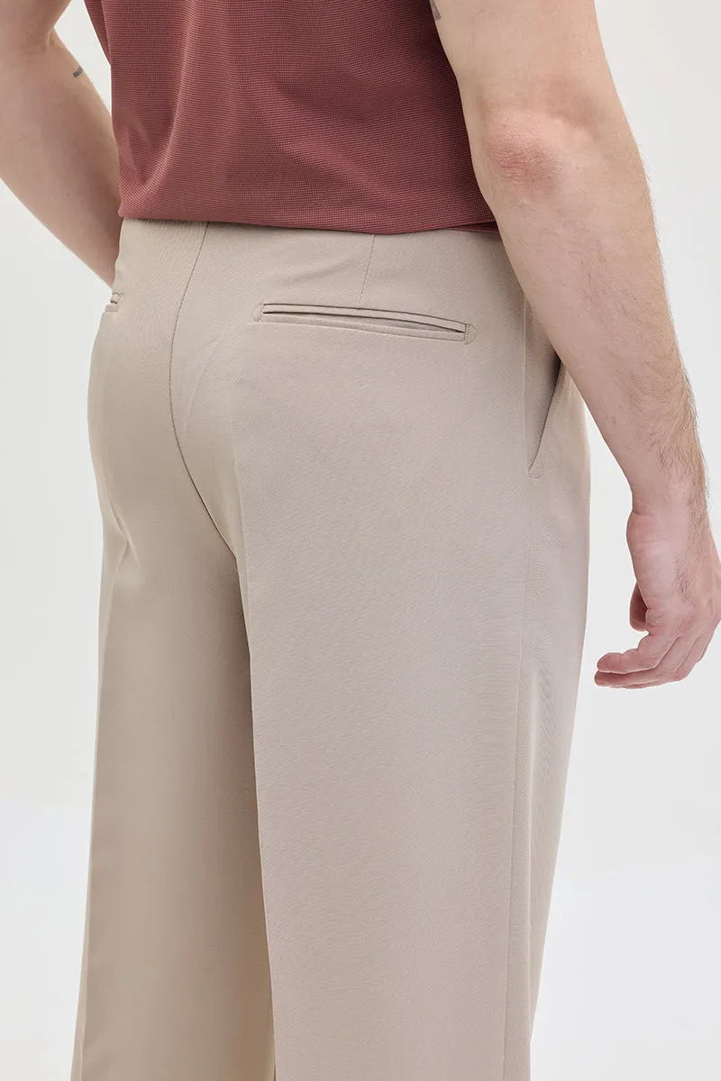 Beige Relaxed Fit Korean Trousers