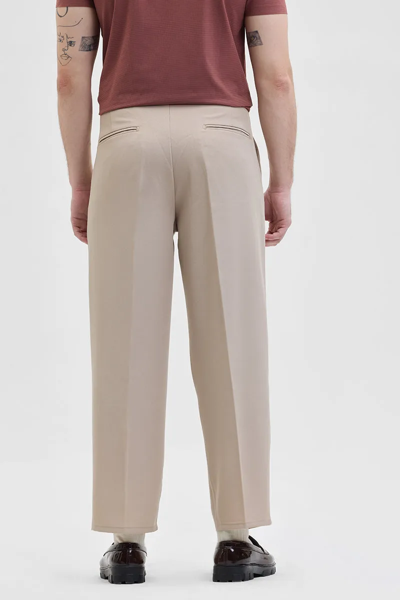 Beige Relaxed Fit Korean Trousers