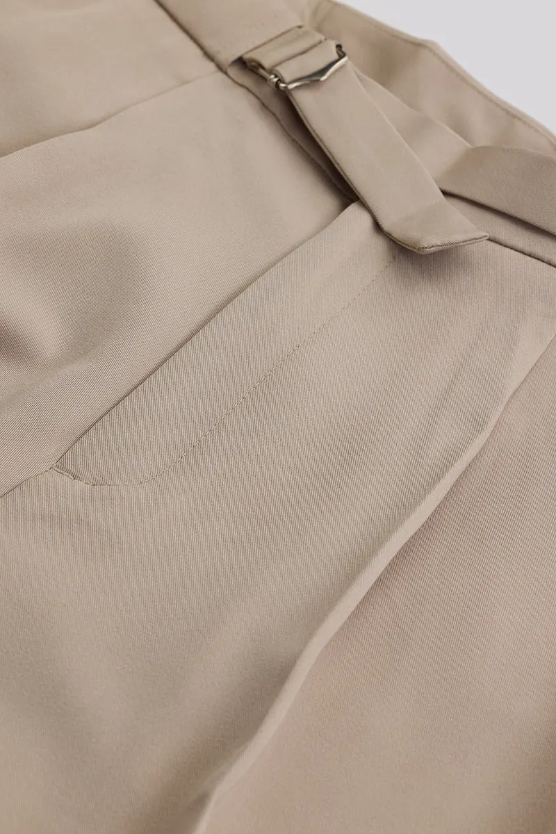 Beige Relaxed Fit Korean Trousers