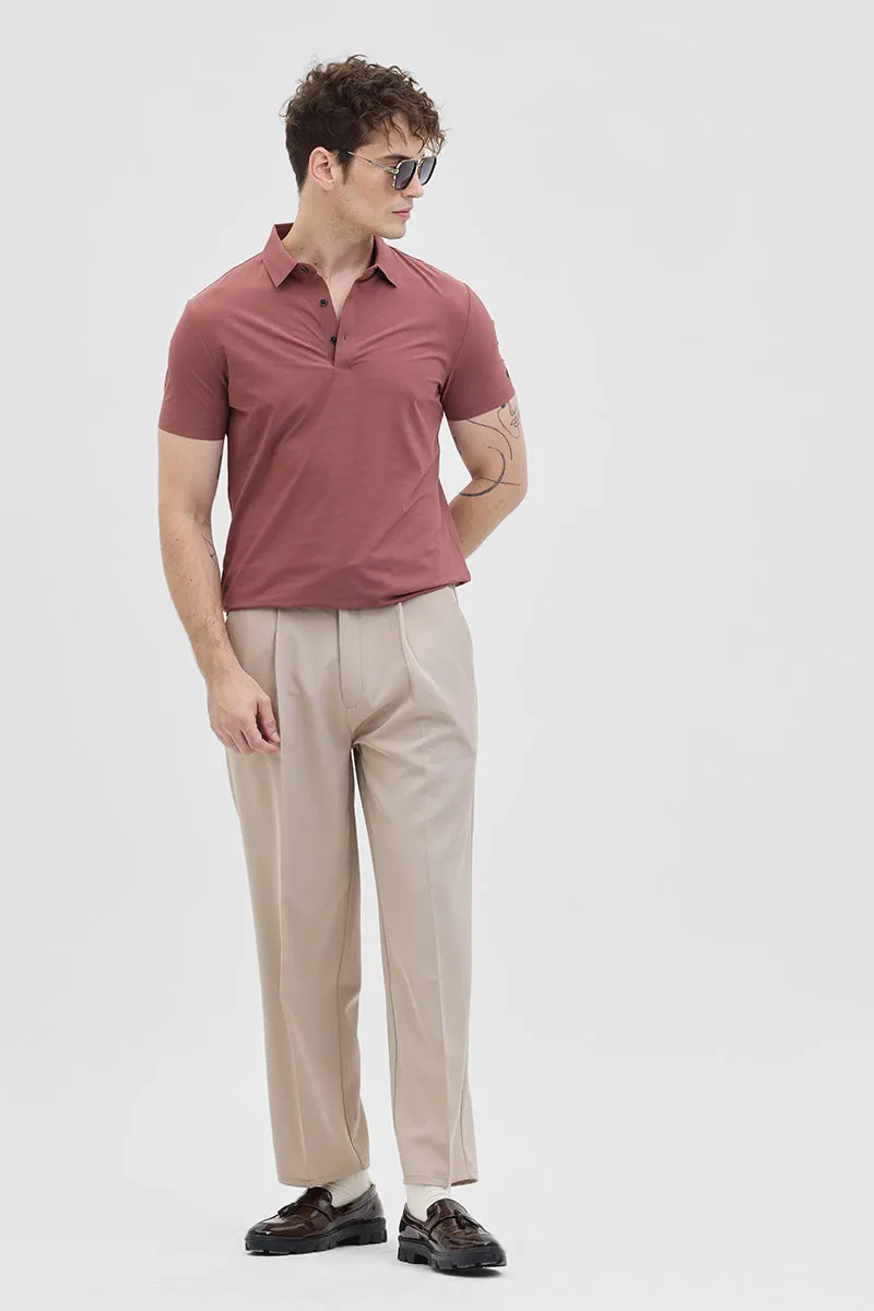 Beige Relaxed Fit Korean Trousers
