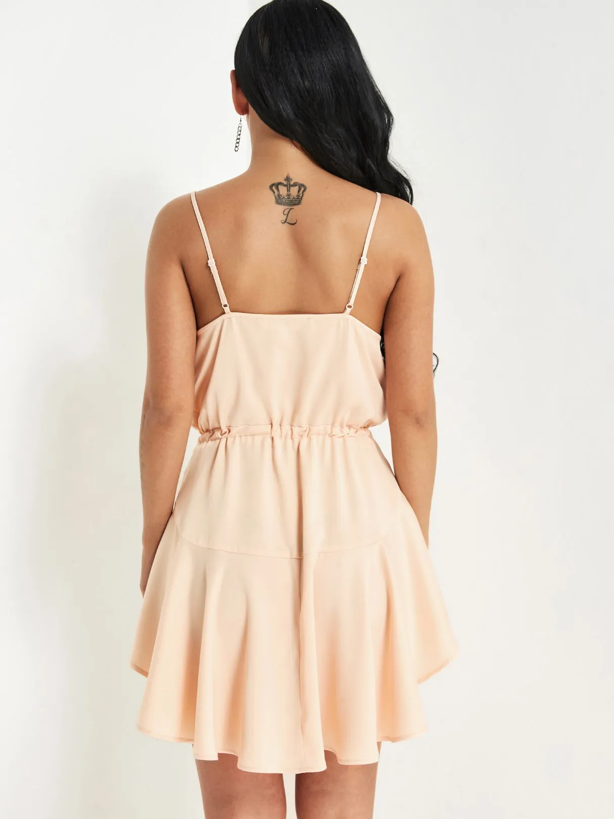Beige Sleeveless Spaghetti Strap Casual Dresses
