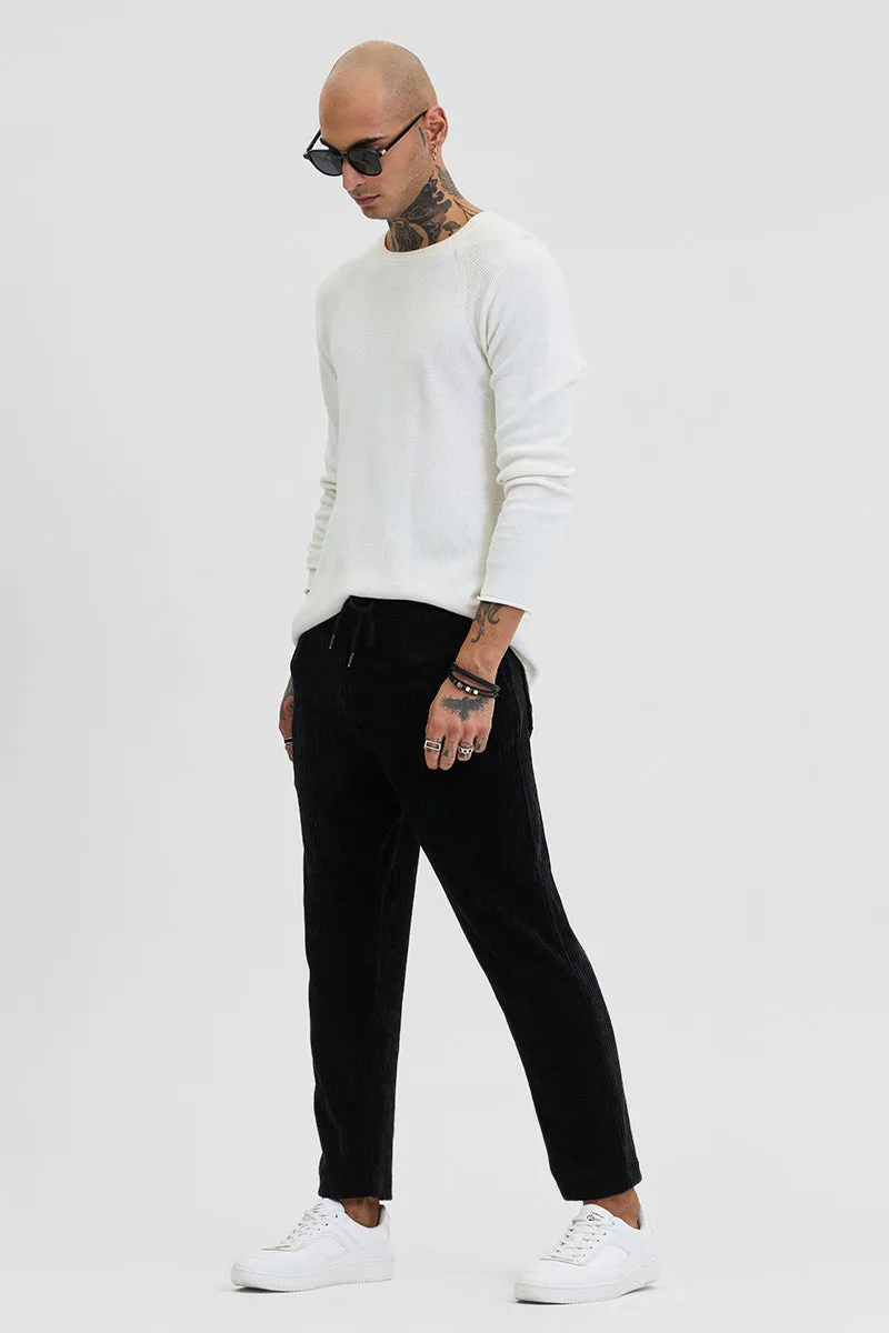 Black Corduroy Relaxed Fit Trousers