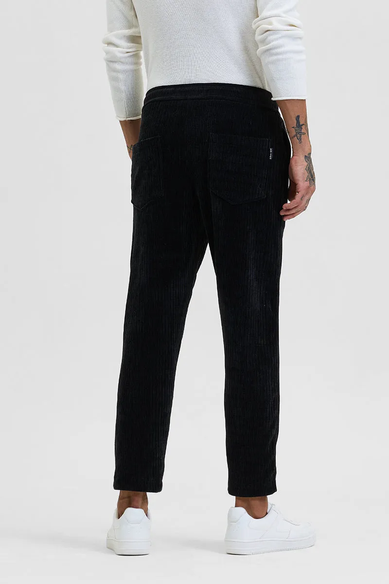 Black Corduroy Relaxed Fit Trousers
