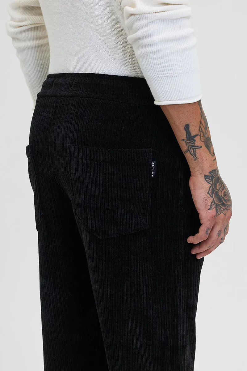 Black Corduroy Relaxed Fit Trousers