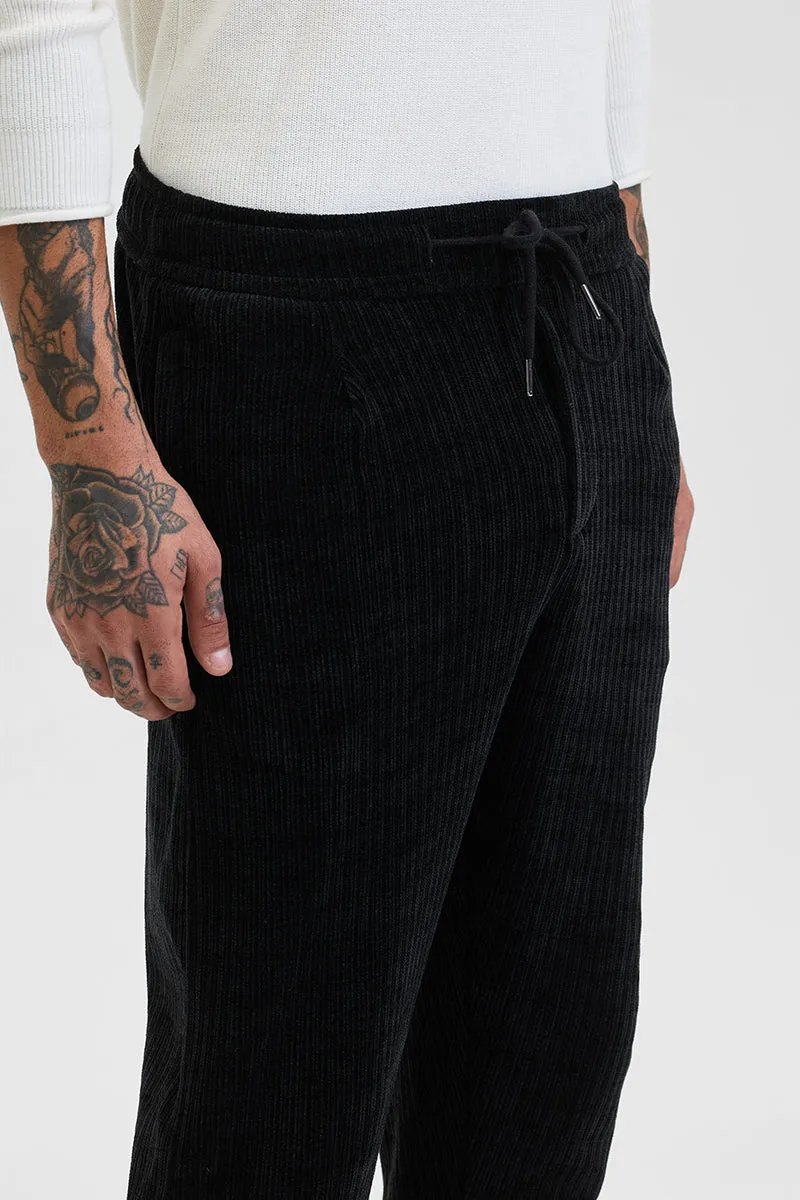 Black Corduroy Relaxed Fit Trousers
