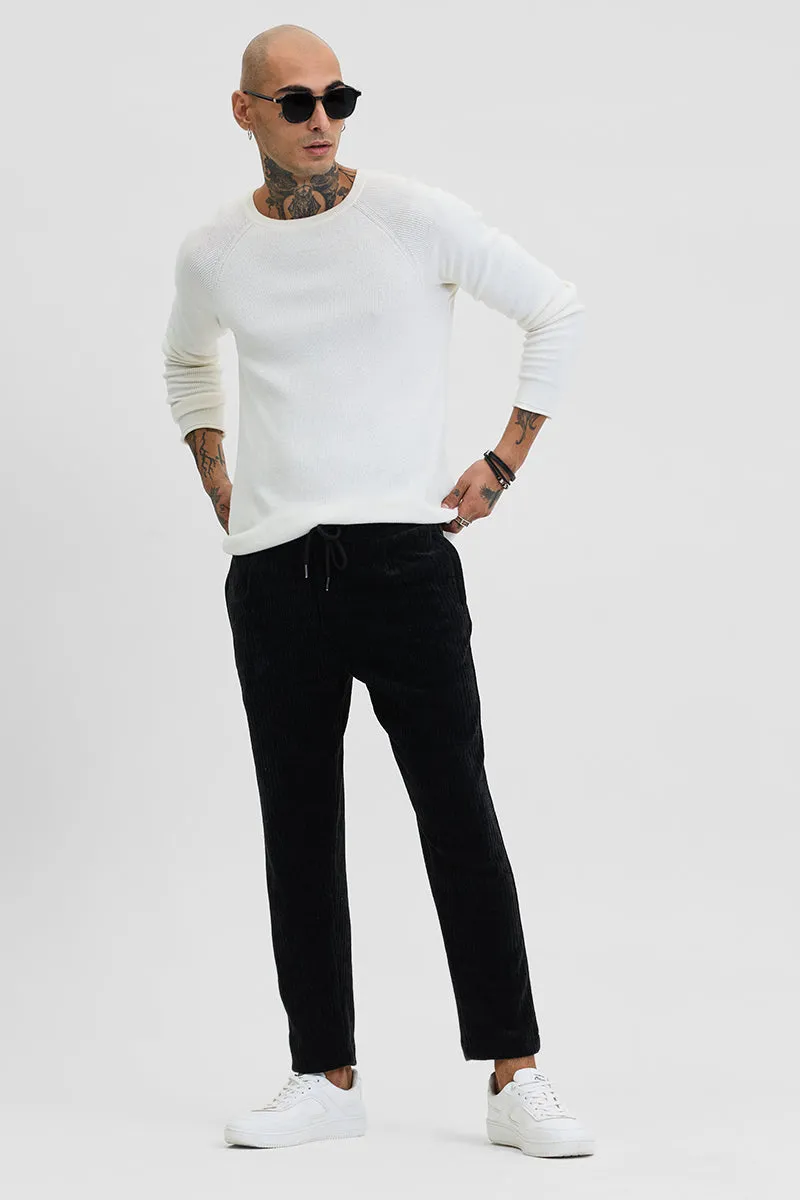 Black Corduroy Relaxed Fit Trousers