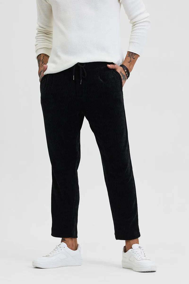 Black Corduroy Relaxed Fit Trousers