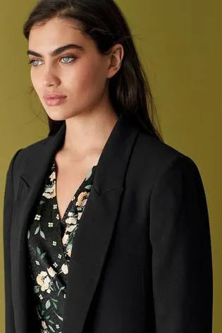 Black Relaxed Soft Crepe Blazer