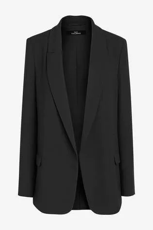 Black Relaxed Soft Crepe Blazer