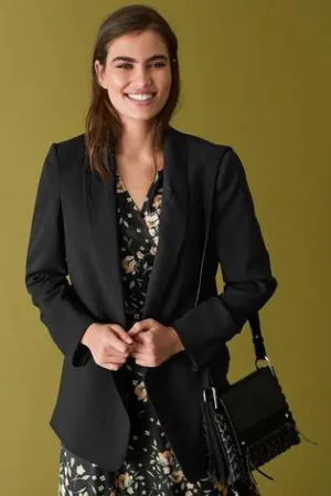 Black Relaxed Soft Crepe Blazer