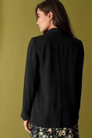 Black Relaxed Soft Crepe Blazer