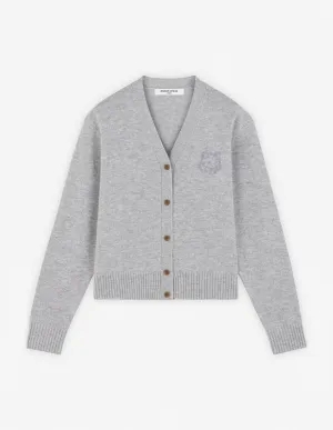 BOLD FOX HEAD EMBROIDERED CROPPED CARDIGAN