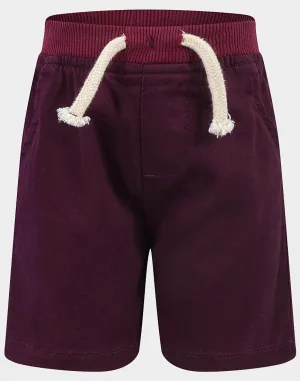 Boys Burgundy Cotton Ribbed Elastic Waist Drawstring Pull-On Shorts