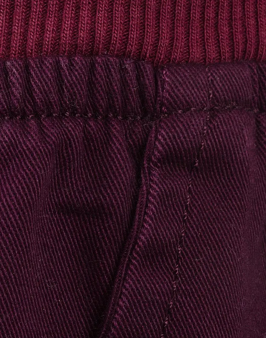 Boys Burgundy Cotton Ribbed Elastic Waist Drawstring Pull-On Shorts