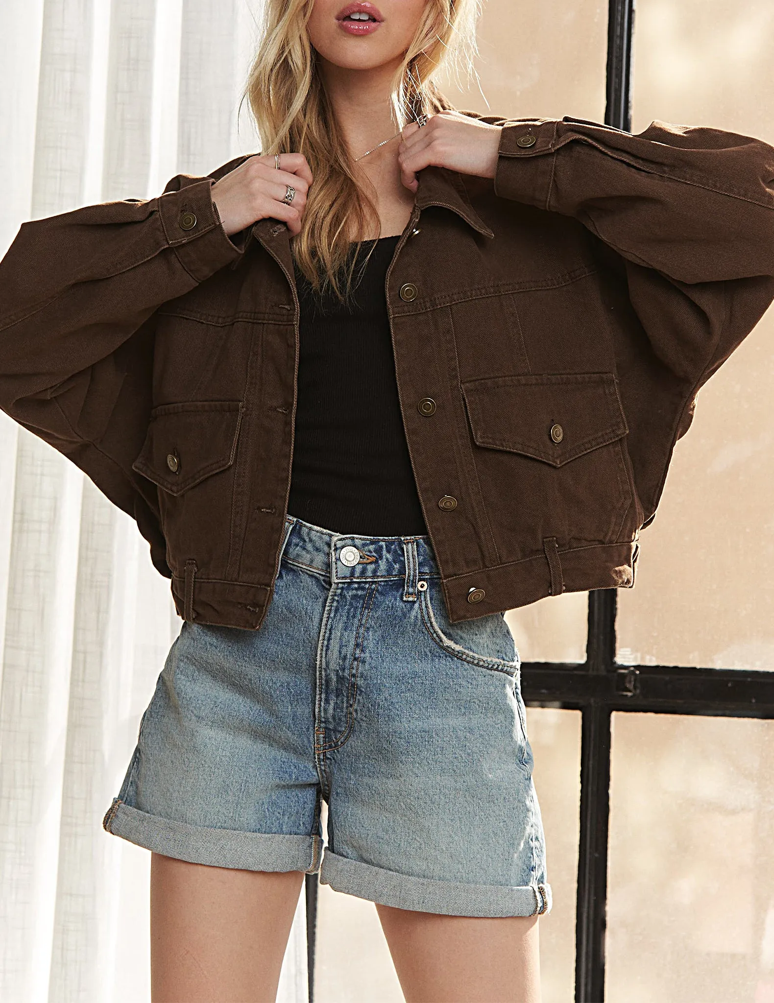 Casey Cropped Chocolate Cotton Jacket