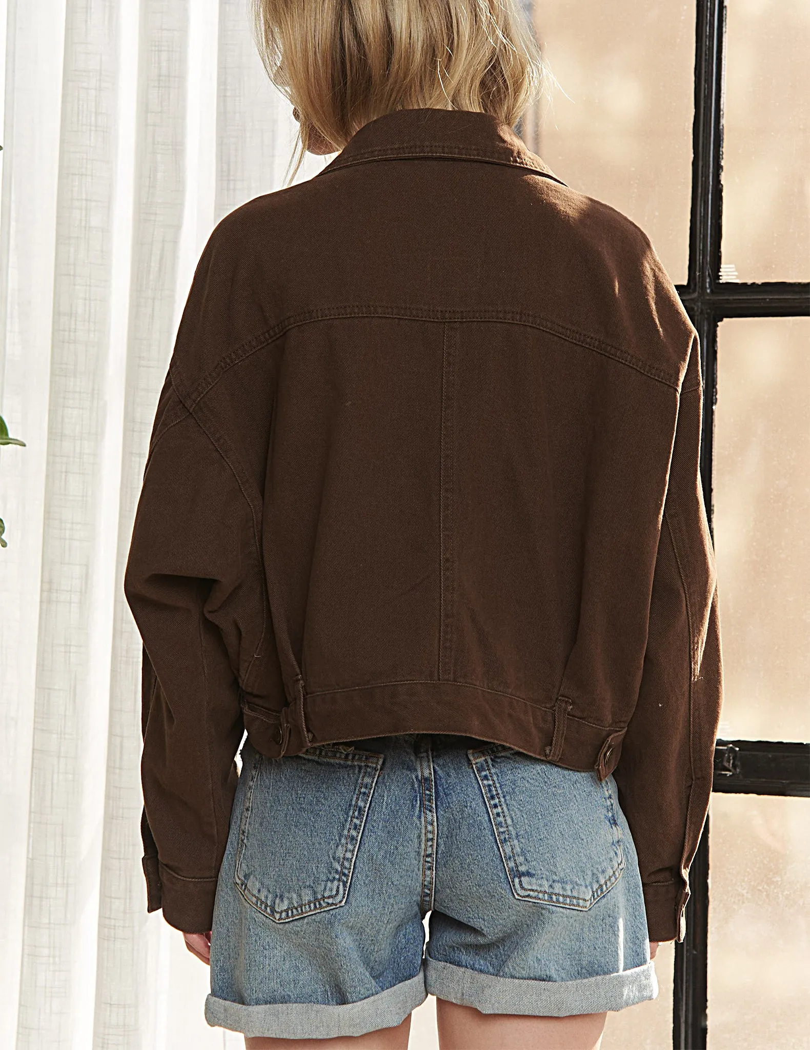 Casey Cropped Chocolate Cotton Jacket