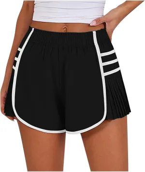 Casual Elastic High Waisted Wide Leg Shorts Summer Quick Dry Baggy Hem Skirt Shorts for Outdoor Athletic Running Sports