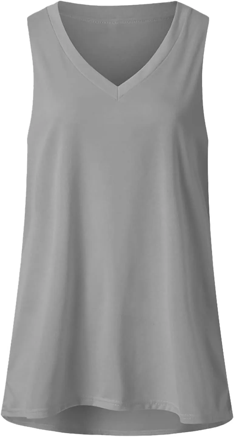 Ceboyel Womens Gradient Summer Tank Tops V Neck Casual T Shirts Sleeveless Tunic Blouses Trendy Beach Vacation Outfits 2023