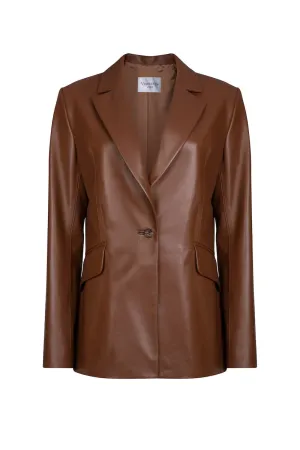 CHESCA OVERSIZED LEATHER BLAZER