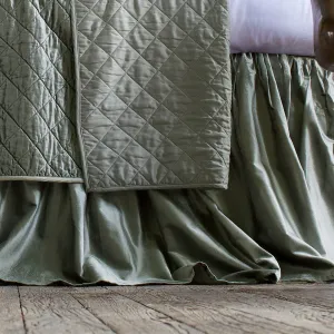 Chloe Gathered Bed Skirt Sage Velvet 3/22x86