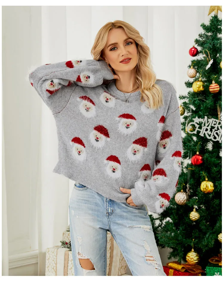 Christmas Santa Claus Pattern Pullover Sweaters Funny Ugly Christmas Sweater
