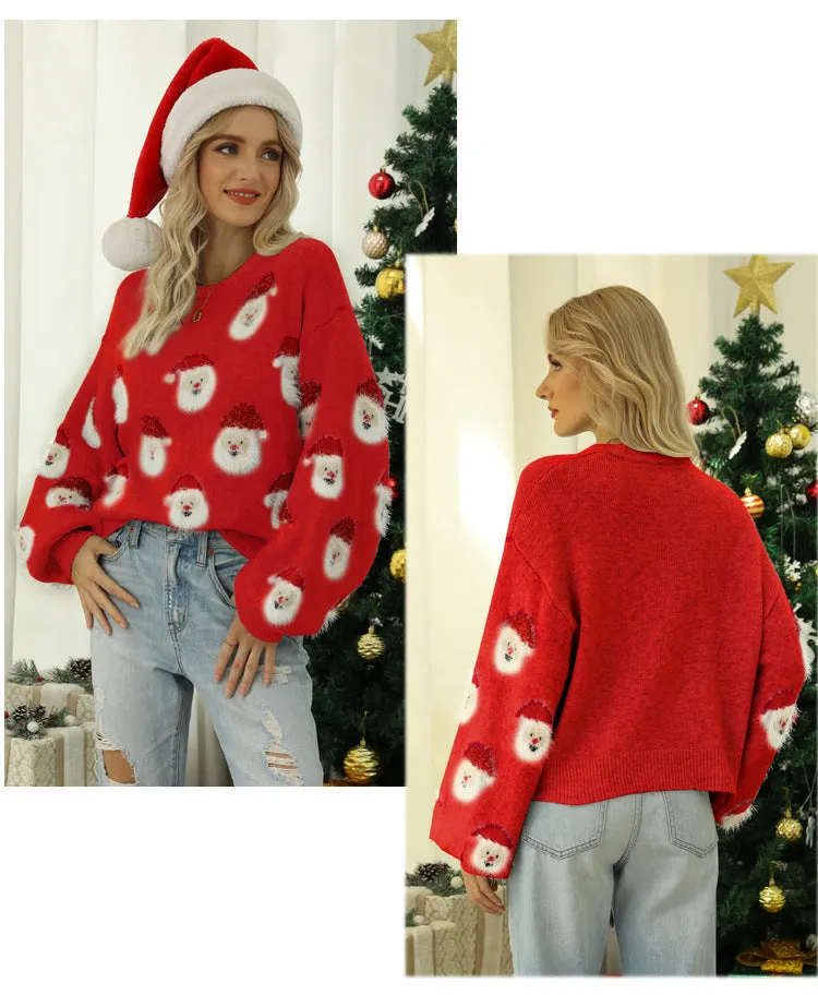 Christmas Santa Claus Pattern Pullover Sweaters Funny Ugly Christmas Sweater