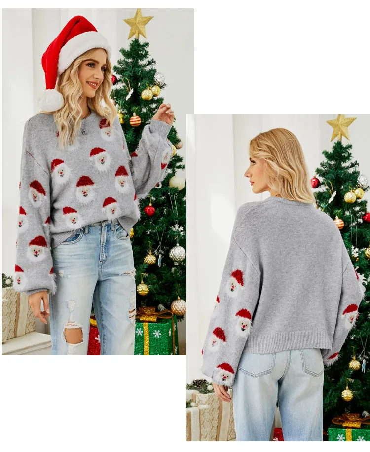 Christmas Santa Claus Pattern Pullover Sweaters Funny Ugly Christmas Sweater
