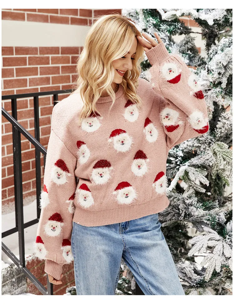 Christmas Santa Claus Pattern Pullover Sweaters Funny Ugly Christmas Sweater
