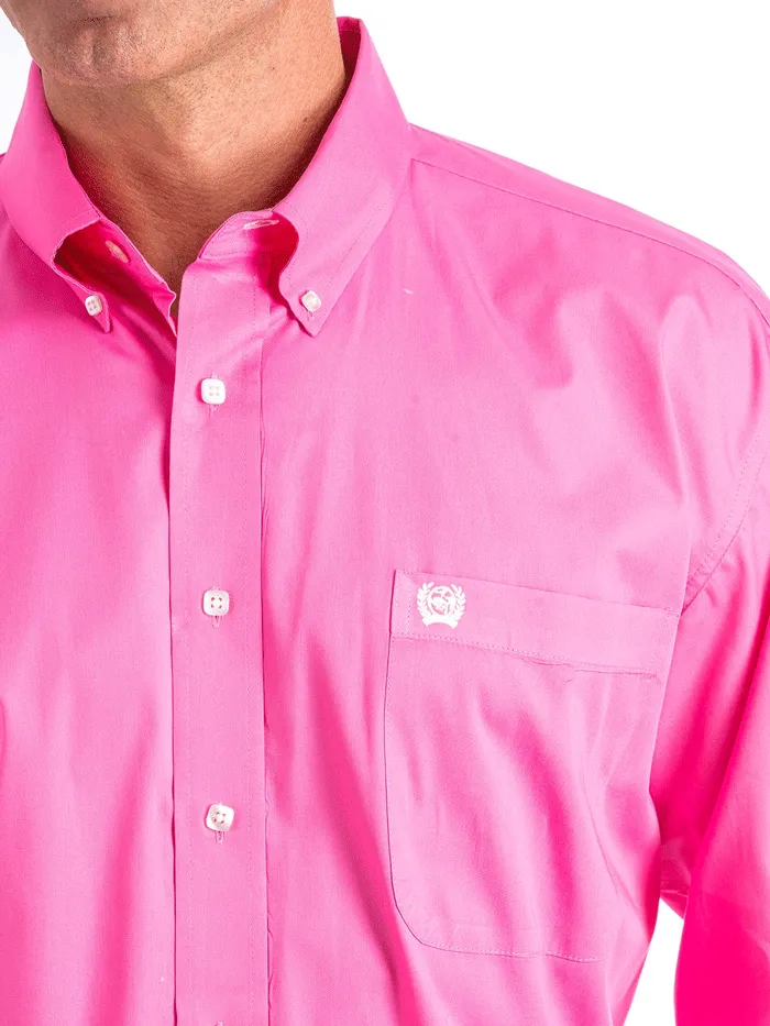 Cinch MTW1103320 Mens Long Sleeve Button Down Western Shirt Solid Pink