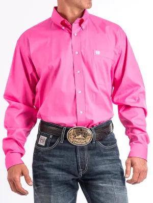 Cinch MTW1103320 Mens Long Sleeve Button Down Western Shirt Solid Pink
