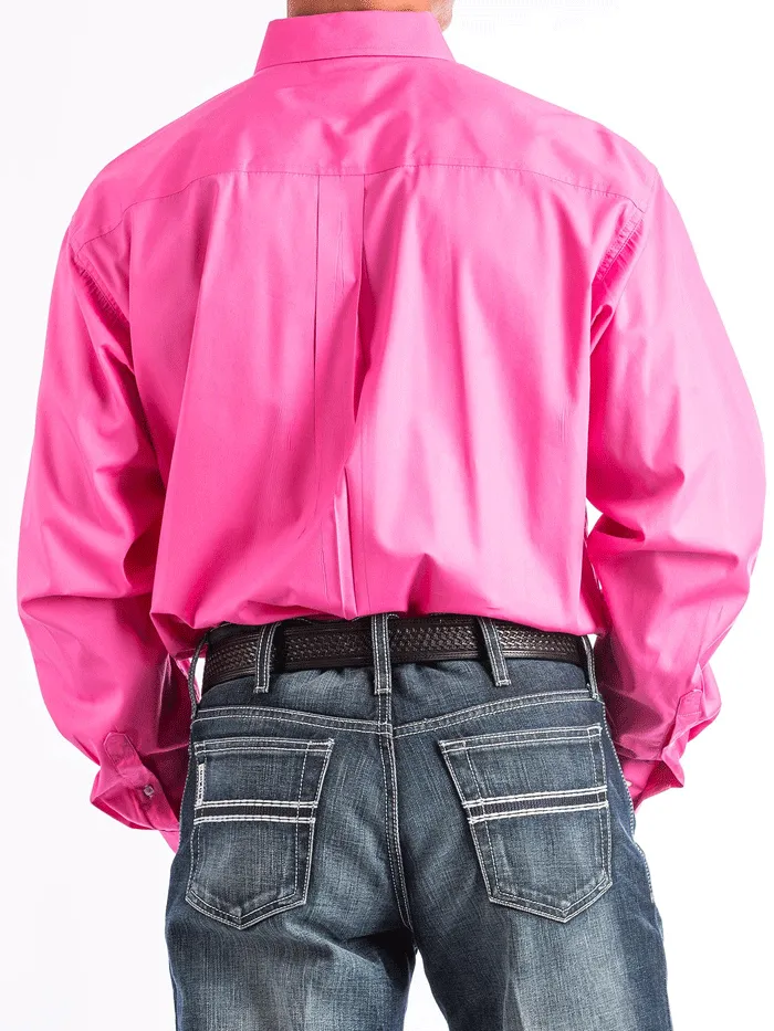 Cinch MTW1103320 Mens Long Sleeve Button Down Western Shirt Solid Pink