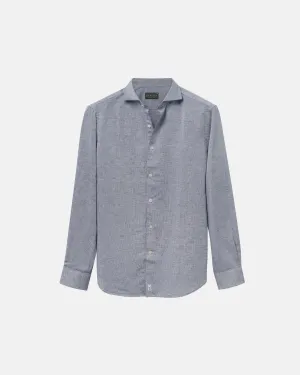 Classic Asphalt Black Linen-Blend Shirt