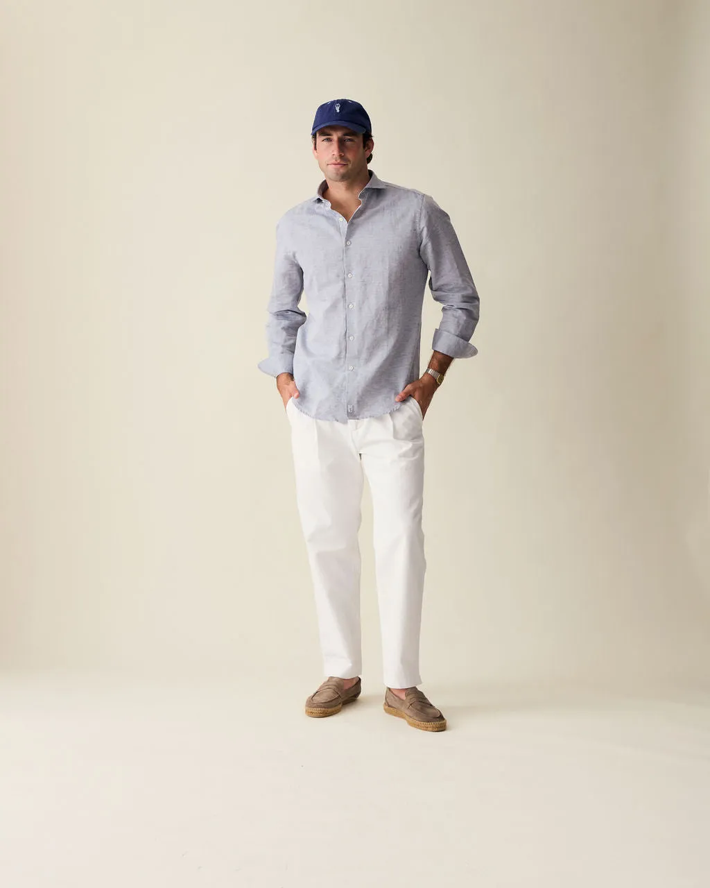 Classic Asphalt Black Linen-Blend Shirt