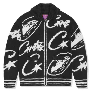Corteiz VVS Jacquard Black Knit Zip Jacket
