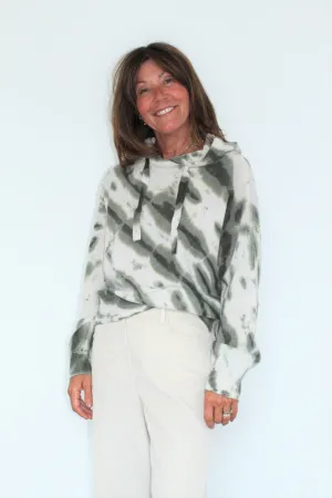 CRUSH Cashmere Tie Dye Tel Aviv Hoodie in Khaki