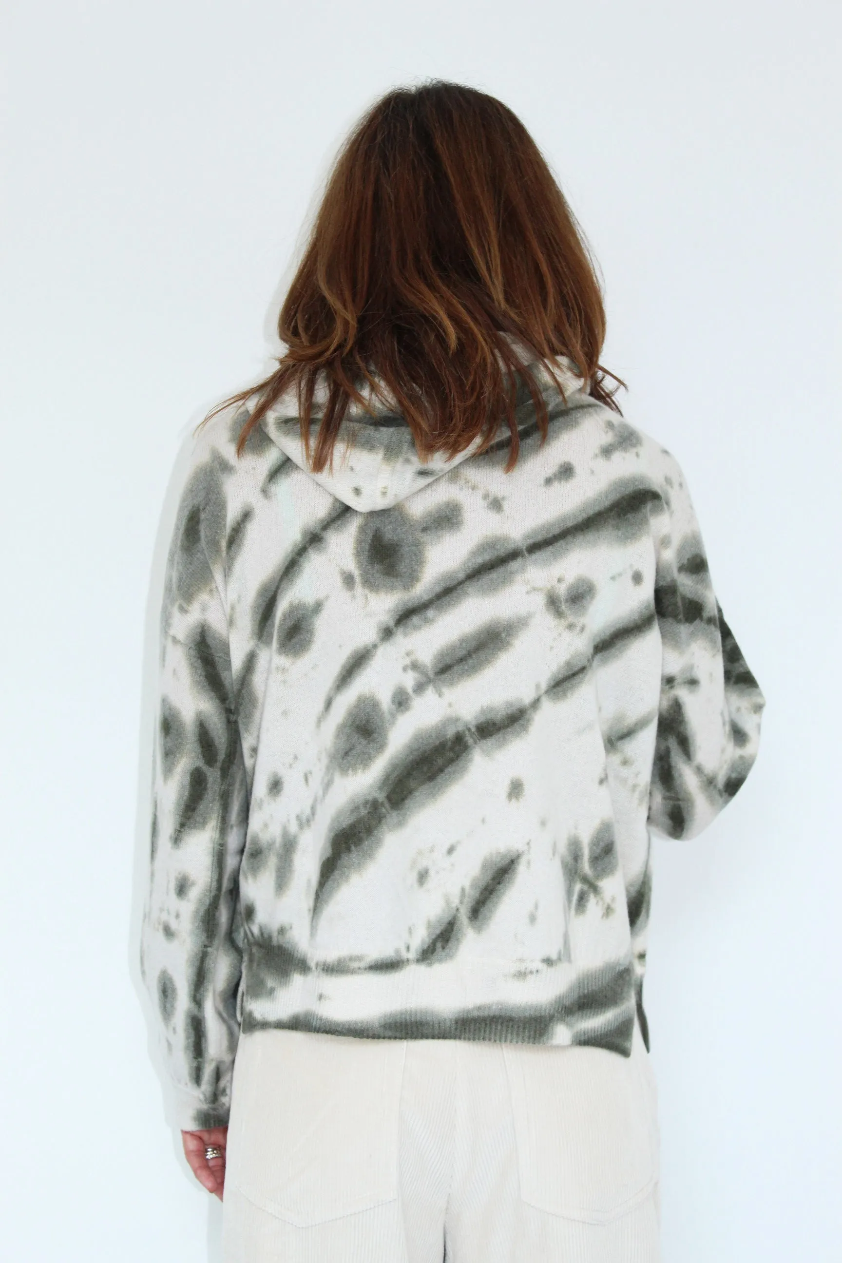 CRUSH Cashmere Tie Dye Tel Aviv Hoodie in Khaki