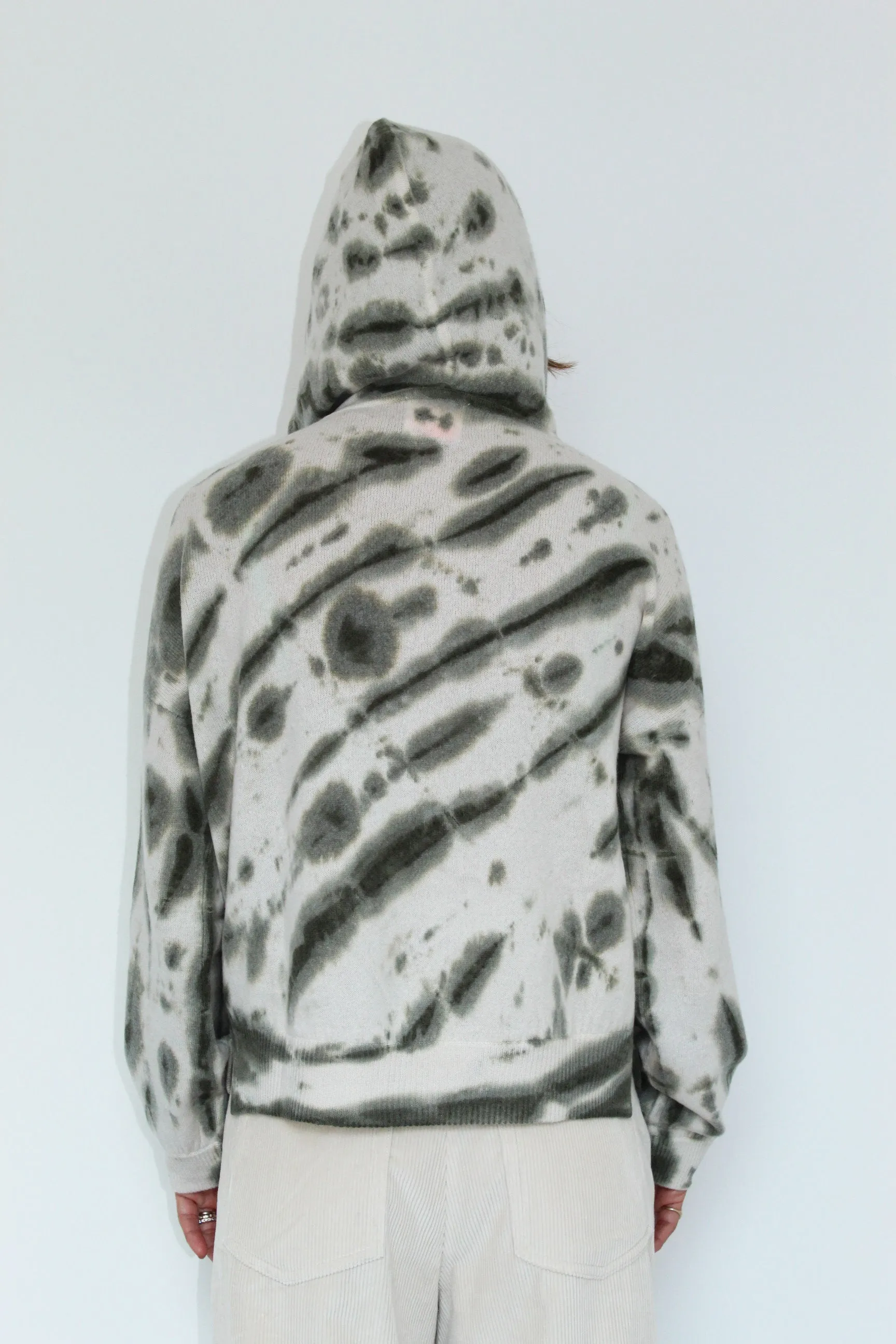 CRUSH Cashmere Tie Dye Tel Aviv Hoodie in Khaki