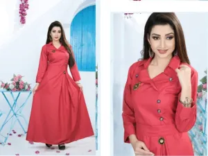 Designer Long Stylish Slub-Cotton Gown
