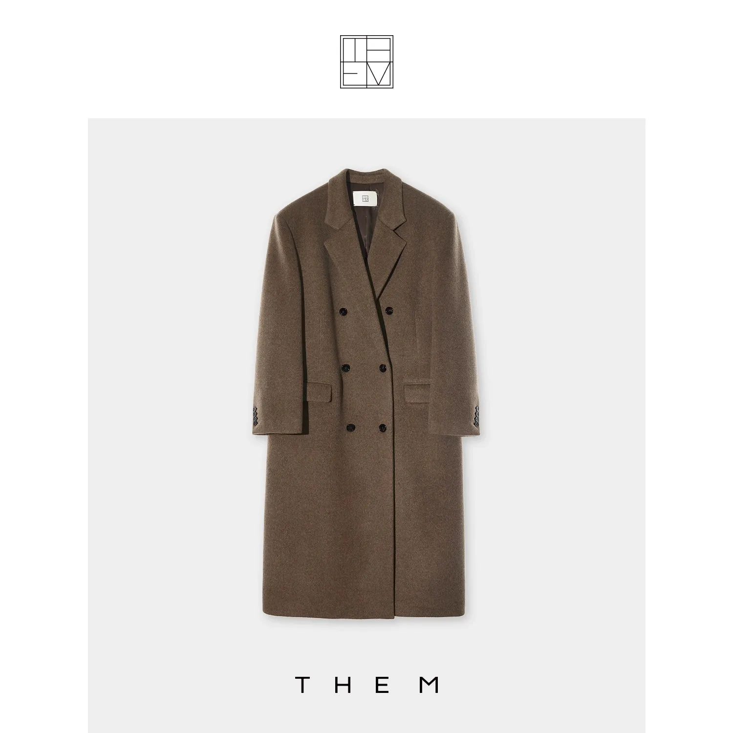 Double-Breasted Wool Coat with Hood