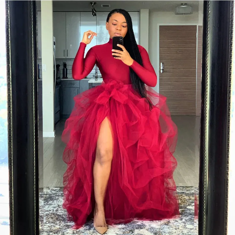 Elegant Tulle Tutu High Waist Party A-Line Puffy Skirt
