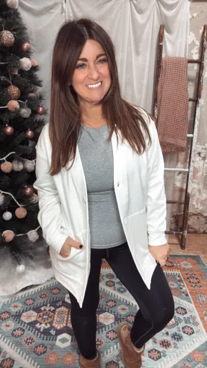 Elevated Button Down Cardigan in White